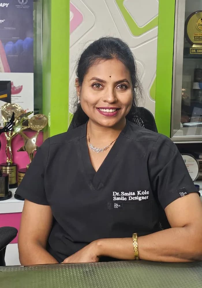 Dr. Smita Kole at her dental clinic in Solapur